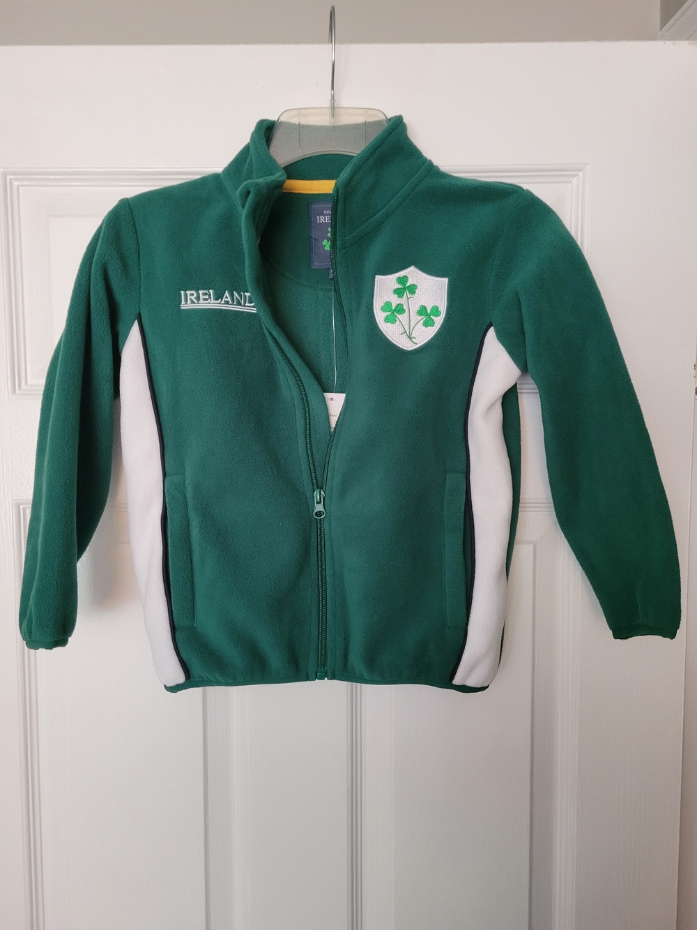 Authentic Original Vintage Style Kids Ireland Green and White Fleece Jacket